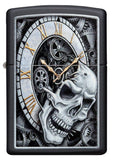 Zippo Skull Clock Design Black Matte 29854