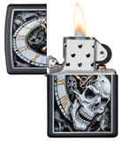 Zippo Skull Clock Design Black Matte 29854
