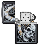 Zippo Skull Clock Design Black Matte 29854