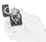 Zippo Skull Clock Design Black Matte 29854