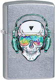 Zippo Skull Headphone Design Street Chrome Finish 29855