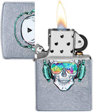 Zippo Skull Headphone Design Street Chrome Finish 29855