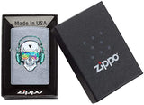 Zippo Skull Headphone Design Street Chrome Finish 29855