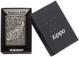 Zippo Filigree Flame and Wing Design Black Ice 29881