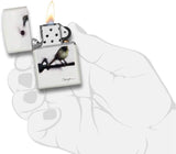 Zippo Spazuk White Matte Bird Holding a Rose 29895