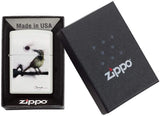 Zippo Spazuk White Matte Bird Holding a Rose 29895
