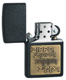 Zippo Brass Emblem Black Crackle 362