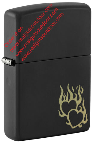Zippo Fire Heart Design Black Matte 46004
