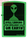 Zippo Buck Wear™ Alien Design Glow in the Dark Green Matte 46092
