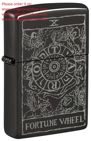 Zippo Wheel of Fortune Tarot Design High Polish Black 46138