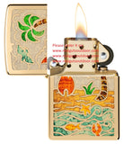 Zippo Day At the Beach Design High Polish Brass Fusion 46140