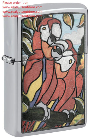 Zippo Pair of Parrots Design High Polish Chrome Fusion 46142
