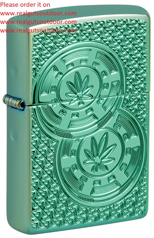 Zippo Toker Chips Design Armor® High Polish Green two-sided Deep Carve 46144