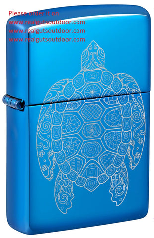 Zippo Sea Turtle Design Photo High Polish Blue Finish 46177