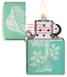 Zippo Mushroom Design High Polish Green Laser Engrave 46178