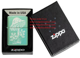 Zippo Mushroom Design High Polish Green Laser Engrave 46178