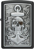 Zippo Skull Anchor Emblem Design Black Matte 48122