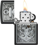Zippo Skull Anchor Emblem Design Black Matte 48122