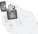 Zippo Skull Anchor Emblem Design Black Matte 48122