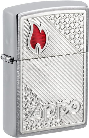 Zippo Tiles Emblem Design Brushed Chrome 48126