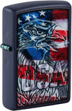 Zippo Eagle Flag Design Navy Matte 48189