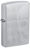 Zippo Skull Design Auto Engraved Satin Chrome 48208