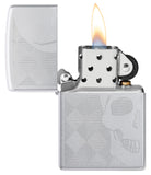 Zippo Skull Design Auto Engraved Satin Chrome 48208