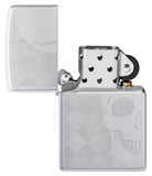 Zippo Skull Design Auto Engraved Satin Chrome 48208