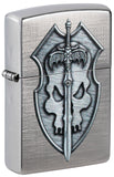 Zippo Medieval Skull Crest Linen Weave 48372