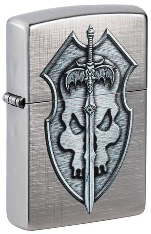 Zippo Medieval Skull Crest Linen Weave 48372