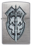 Zippo Medieval Skull Crest Linen Weave 48372