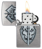 Zippo Medieval Skull Crest Linen Weave 48372