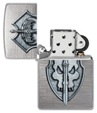 Zippo Medieval Skull Crest Linen Weave 48372