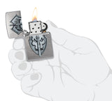 Zippo Medieval Skull Crest Linen Weave 48372