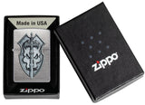 Zippo Medieval Skull Crest Linen Weave 48372