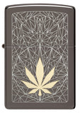 Zippo Cannabis Design Laser Two Tone Black Ice 48384