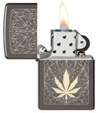 Zippo Cannabis Design Laser Two Tone Black Ice 48384