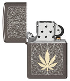 Zippo Cannabis Design Laser Two Tone Black Ice 48384