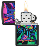 Zippo Black Light Trippy Mushgroom Black Matte 48386