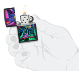 Zippo Black Light Trippy Mushgroom Black Matte 48386