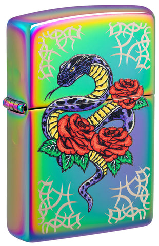 Zippo Rose Snake Tattoo Design Multi Color 48395