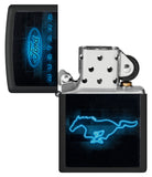 Zippo Ford Mustang Neon Logo Black Matte 48404