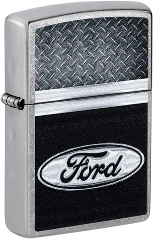 Zippo Ford Logo Diamond Plate Metal Design Street Chrome 48405