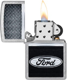 Zippo Ford Logo Diamond Plate Metal Design Street Chrome 48405