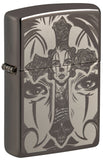 Zippo Day of The Dead Skull Cross Design Black Ice 48411