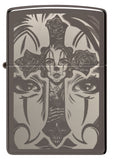 Zippo Day of The Dead Skull Cross Design Black Ice 48411