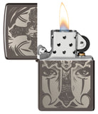 Zippo Day of The Dead Skull Cross Design Black Ice 48411