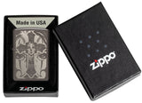 Zippo Day of The Dead Skull Cross Design Black Ice 48411