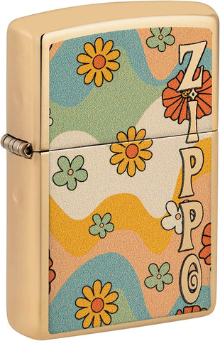 Zippo Flower Power Design High Polish Brass 48503