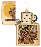 Zippo Wild West Skeleton Design Brushed Brass 48519